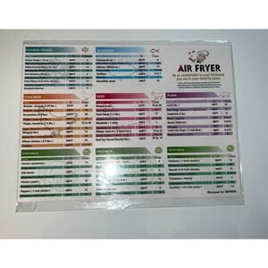 Air Fryer Magnetic Cheat Sheet - Cooking Times Chart 11x8